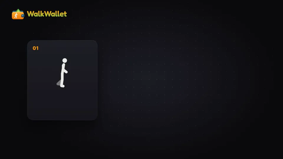 WalkWallet fitness app explainer video: steps-to-rewards app animation on a dark background